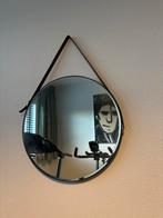 Ronde Spiegel met Leren Riem loods5, Huis en Inrichting, Woonaccessoires | Spiegels, Rond, Ophalen of Verzenden, Zo goed als nieuw