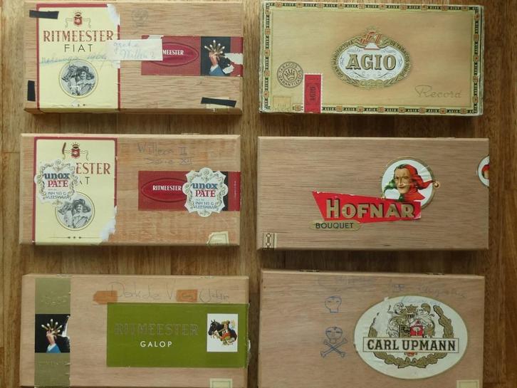 Sigaren kistjes (hout) / blikken / dozen groot en klein, Verzamelen, Rookartikelen, Aanstekers en Luciferdoosjes, Gebruikt, Tabaksdoos of Verpakking