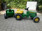 Traptraktor John Deere, met aanhanger (koppelstukje kapot), Kinderen en Baby's, Ophalen, Gebruikt, Met kar of aanhanger