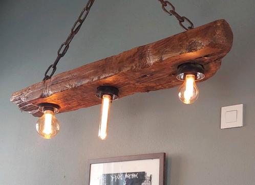 Industriële landelijke rustieke hanglamp / boomstamlamp, Huis en Inrichting, Lampen | Hanglampen, Zo goed als nieuw, 75 cm of meer