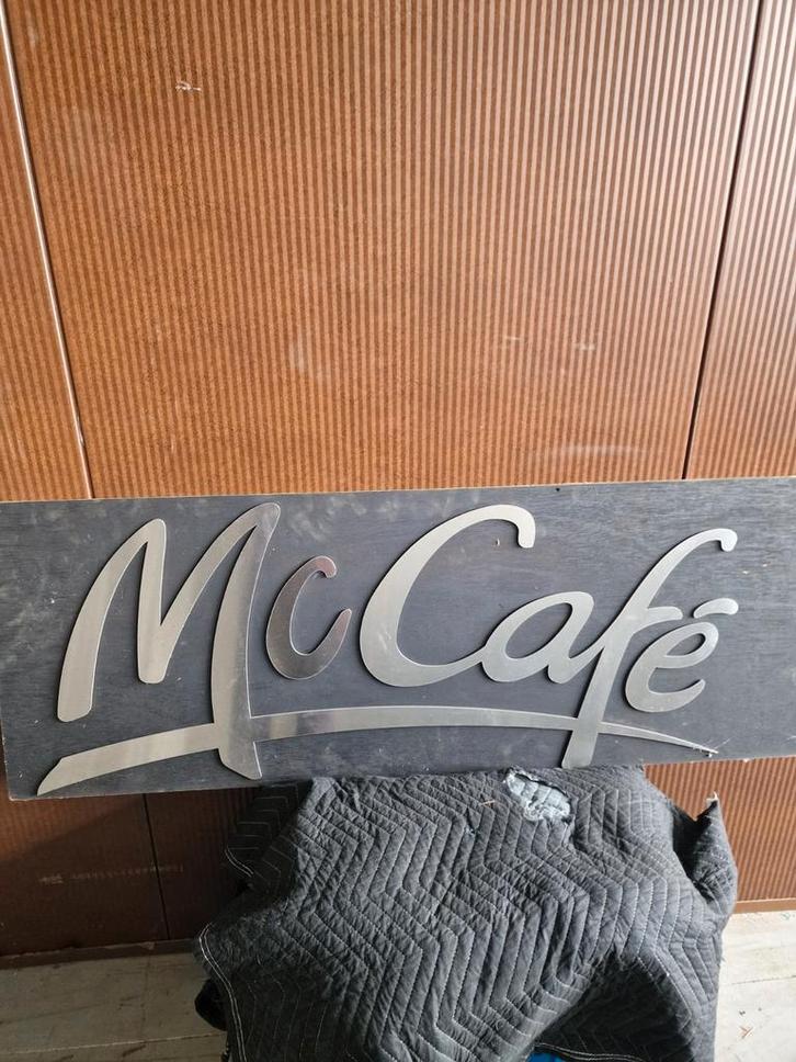 mc café.  mc donalds. roestvrij staal, Verzamelen, Merken en Reclamevoorwerpen, Zo goed als nieuw, Reclamebord, Ophalen