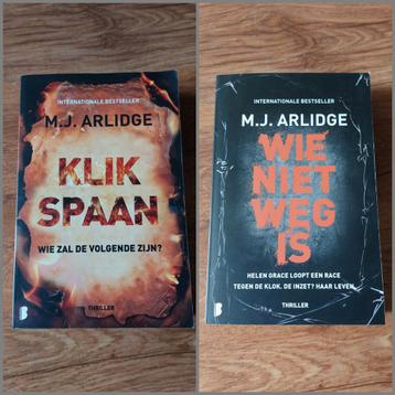 Thrillers • M.J. Arlidge • o.a. Klikspaan • Wie niet weg is  beschikbaar voor biedingen