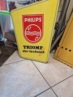 Emaille reclamebord Philips langcat Bussum, Ophalen of Verzenden, Gebruikt, Reclamebord