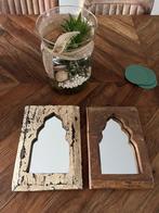 India houtsnijwerk spiegel set Indiase reused wood, Ophalen of Verzenden