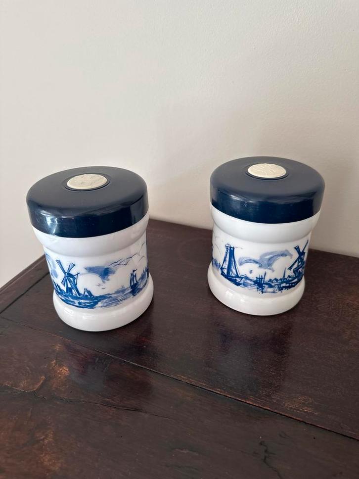 Delfts Blauwe Potten met Deksel - Set van 2, Antiek en Kunst, Antiek | Keramiek en Aardewerk, Ophalen