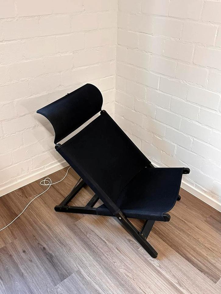 Vintage Ikea Fauteuil Hestra folding chair postmodern, Huis en Inrichting, Fauteuils, Gebruikt, Hout, Stof, 50 tot 75 cm, Ophalen