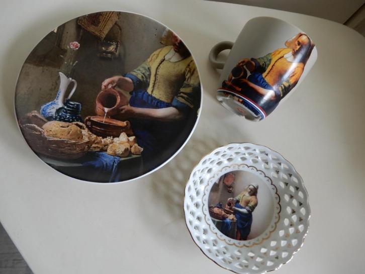 Lot melkmeisje serviesdelen, Antiek en Kunst, Kunst | Schilderijen | Modern, Ophalen of Verzenden