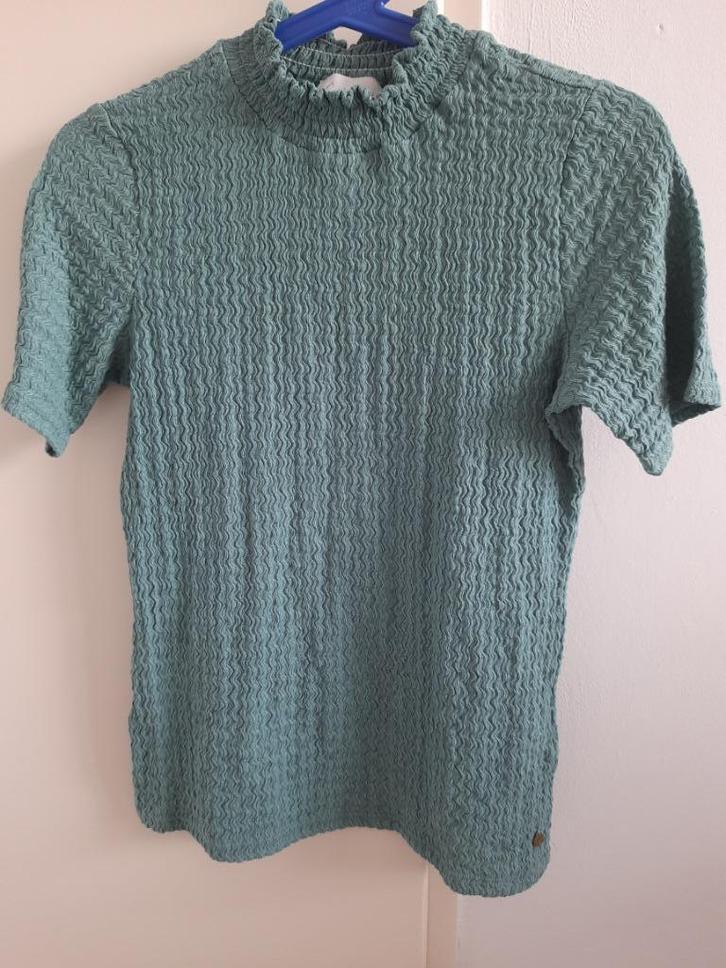 Blauw/groen shirt met golfjes, maat M, Kleding | Dames, T-shirts, Zo goed als nieuw, Maat 38/40 (M), Blauw, Korte mouw, Ophalen of Verzenden