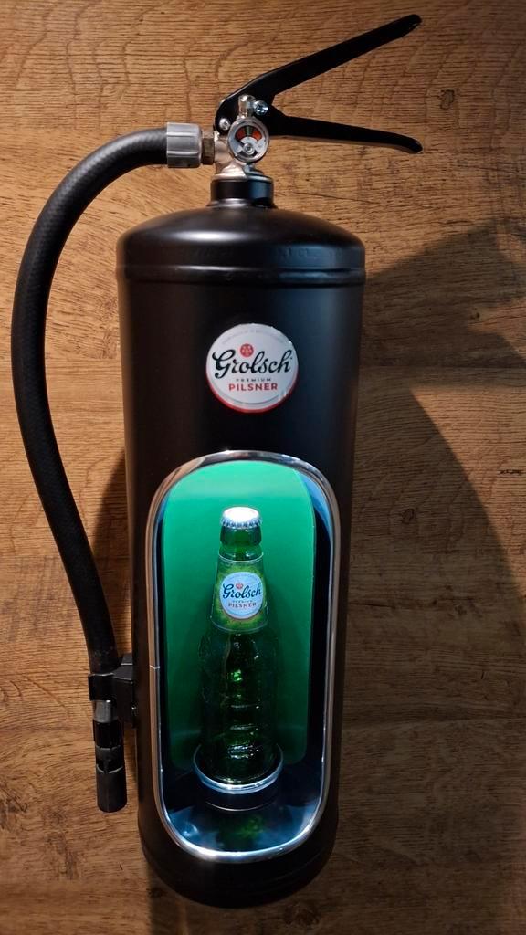 Grolsch brandblusser lamp, Verzamelen, Biermerken, Zo goed als nieuw, Reclamebord, Plaat of Schild, Grolsch, Ophalen of Verzenden