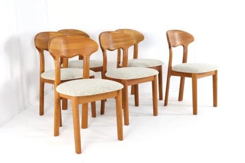 Set 6 Juul Kristensen stoelen Deens massief teak, Huis en Inrichting, Stoelen, Zo goed als nieuw, Vijf, Zes of meer stoelen, Hout