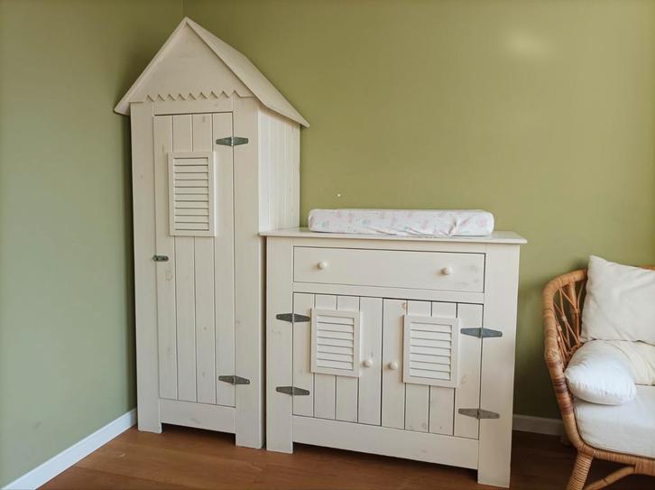 Complete Kinderkamer - Strand Thema - Massief Hout, Kinderen en Baby's, Kinderkamer | Commodes en Kasten, Gebruikt, Commode, 105 cm of meer
