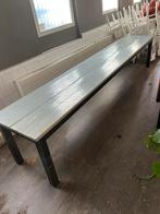 Stalen tafel met steigerhoutblad, Ophalen of Verzenden, Gebruikt