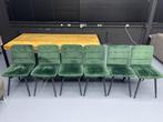 Eettafel 200x90 + 6 Fluweelgroene Stoelen, Huis en Inrichting, Ophalen, 200 cm of meer, 50 tot 100 cm, Zo goed als nieuw