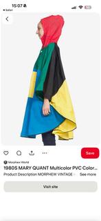 1980S MARY QUANT Multicolor PVC Colorblock Rain Poncho, Ophalen of Verzenden