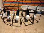 Zwarte industriële hanglamp met lampen, Huis en Inrichting, Lampen | Hanglampen, Ophalen, Gebruikt, Metaal, Industrieel