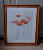 Klaprozen in grenen lijst, Ophalen of Verzenden, Minder dan 50 cm, Schilderij, 50 tot 75 cm