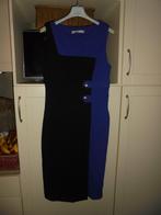 P015) blauw zwart stretch koker jurk karen miler mt M, Kleding | Dames, Jurken, Blauw, Maat 38/40 (M), Zo goed als nieuw, Karen Millen