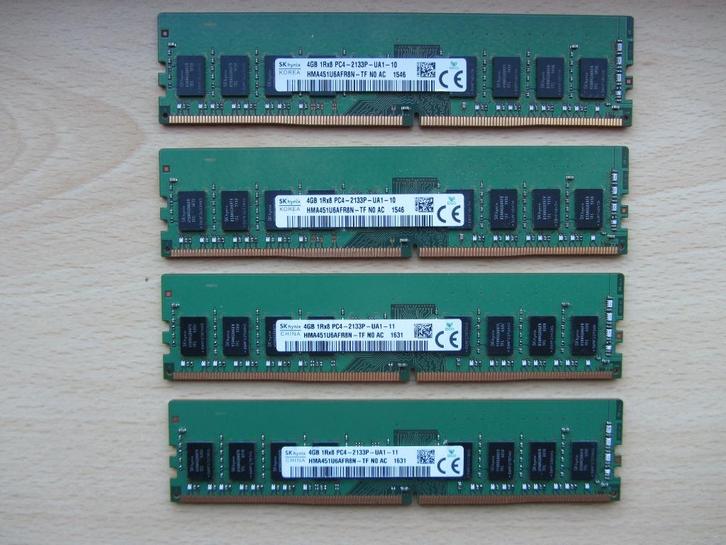 4x Hynix 4GB PC4-17000 DDR4-2133MHz non-ECC Unbuffered CL15, Computers en Software, RAM geheugen, Zo goed als nieuw, Desktop, 4 GB