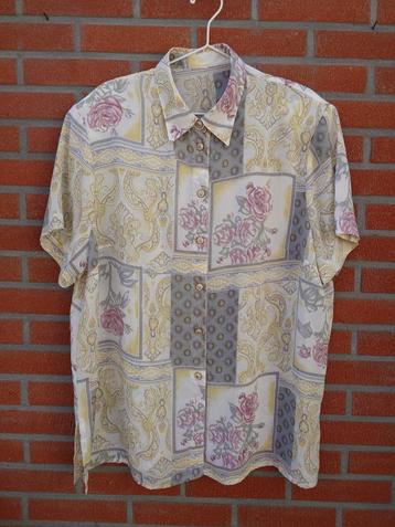 vintage blouse met barok en rozenprint maat XL beschikbaar voor biedingen