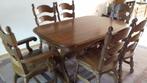 Massief eiken eetkamertafel met 6 stoelen, Ophalen, Gebruikt, 4 tot 6 stoelen