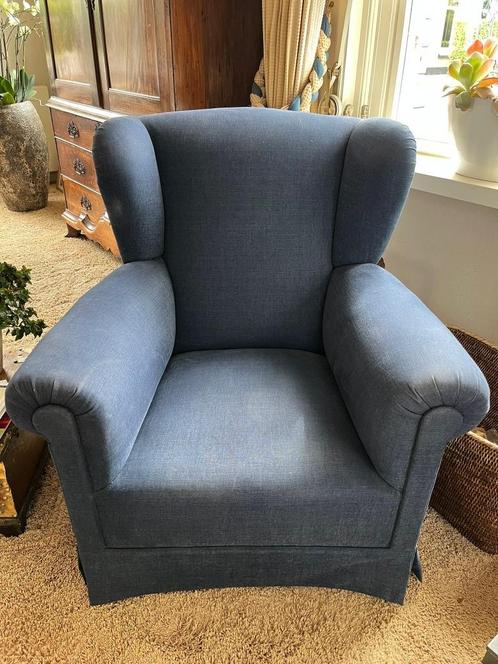 Blauwe oorfauteuil, Antiek en Kunst, Antiek | Meubels | Stoelen en Banken, Ophalen