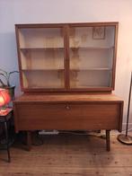 Vintage vitrine kast, Ophalen, Gebruikt, 100 tot 150 cm, Teakhout