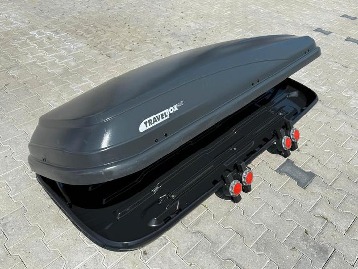 Grote Hapro Travelbox 5.0 MF XL zwarte dakkoffer skibox, Auto diversen, Dakkoffers, Zo goed als nieuw, Ophalen of Verzenden