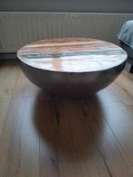 Industriële Salontafel Hout & Metaal, Huis en Inrichting, Tafels | Salontafels, Ophalen, Gebruikt, Rond, Metaal