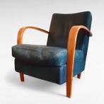 Vintage Italiaans Design Baxter Fauteuil, Petrol Groen Leer, Ophalen, Gebruikt, Vintage Italiaans design, 50 tot 75 cm