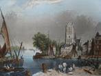 staalgravure Dordrecht havenhoofd kerk schepen A. Carse 1860, Antiek en Kunst, Kunst | Etsen en Gravures, Verzenden