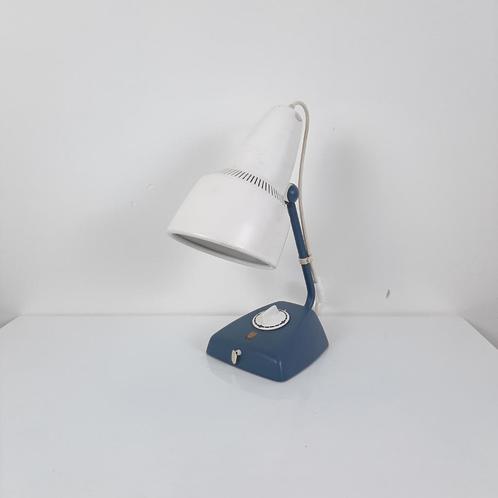 Vintage Philips tafellamp/bureaulamp blauw, Huis en Inrichting, Lampen | Tafellampen, Gebruikt, Minder dan 50 cm, Metaal, Verzenden
