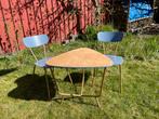 Vintage tafel met 2 stoelen, 45 tot 60 cm, Gebruikt, Vintage, Overige vormen