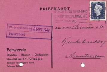 Ferwerda, Groningen - 03.1949 - briefkaart beschikbaar voor biedingen