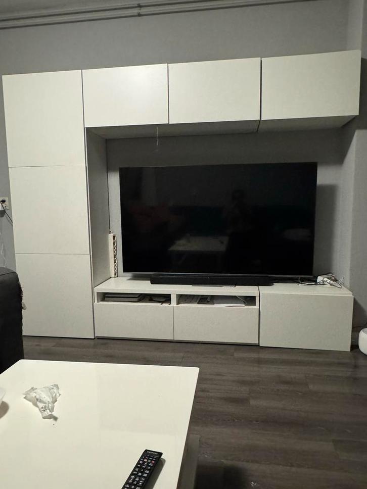 Mooie witte kast combinatie ikea besta (HOGE KAST VERKOCHT), Huis en Inrichting, Kasten | Televisiemeubels, Gebruikt, 150 tot 200 cm