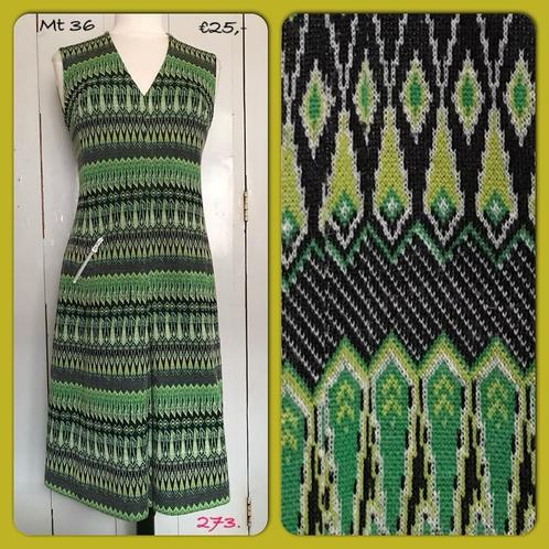 273. Vintage jurk mt 36, Kleding | Dames, Jurken, Gedragen, Maat 36 (S), Groen, Ophalen of Verzenden