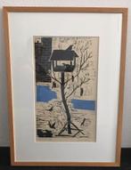 Linosnede Grafiek - Het Vogelhuisje - Jeanne Bieruma Oosting, Ophalen of Verzenden