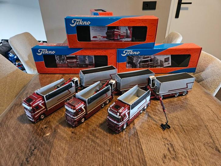 3x Tekno G&J van Leeuwen Trucks, Hobby en Vrije tijd, Modelauto's | 1:50, Zo goed als nieuw, Bus of Vrachtwagen, Tekno, Ophalen of Verzenden