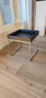 Bijzettafeltje chroom wenge hout 40x40x40, Ophalen, Minder dan 55 cm, Gebruikt, Vierkant