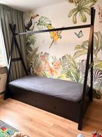 WOOOD Tipi Bed zwart + Bedlade - Zeer Nette Staat, Ophalen, Lattenbodem, 180 cm of meer, 100 cm of meer