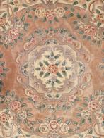 Handgemaakt rond wol Aubusson tapijt zalm floral 200x200cm, Huis en Inrichting, Stoffering | Tapijten en Kleden, 200 cm of meer
