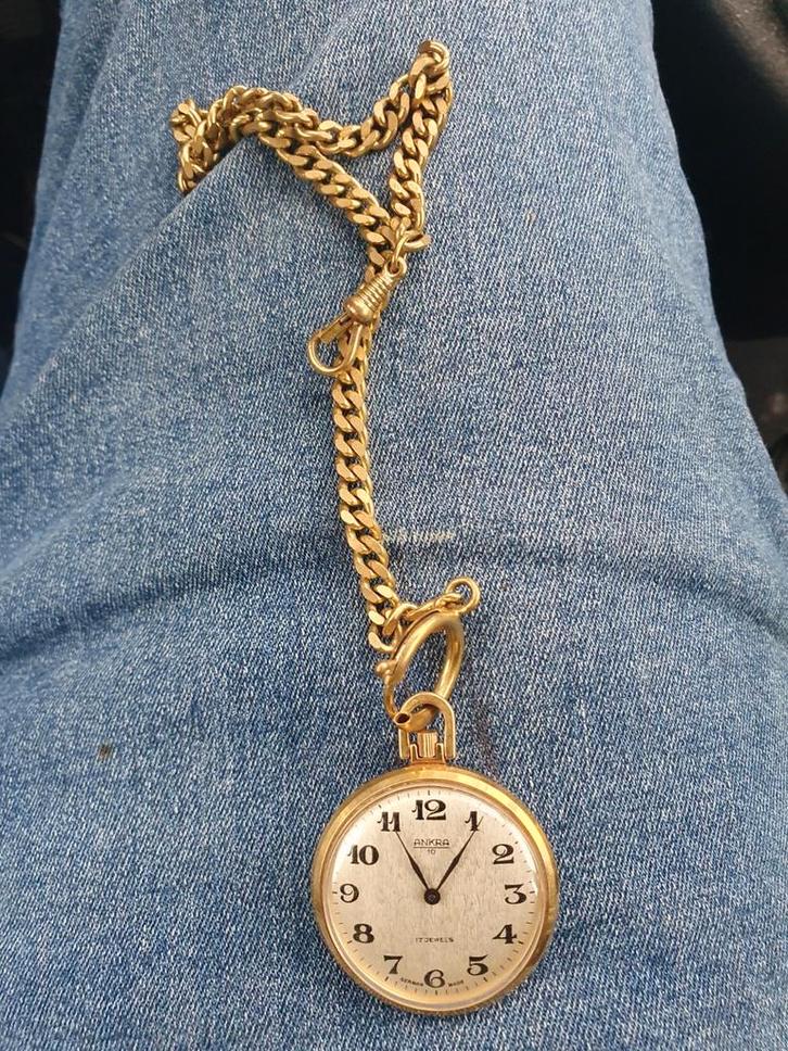Antiek Anker Zakhorloge met Ketting, Sieraden, Tassen en Uiterlijk, Horloges | Antiek, Zakhorloge, Overige merken, Overige materialen