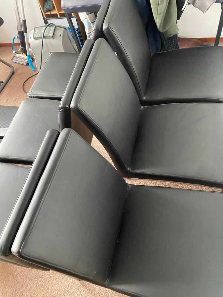 6 Eetkamerstoelen met Gebruiksschade, Ophalen, Gebruikt, Zwart, Leer