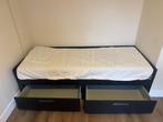 Brimnes Uitschuifbed met opbergruimte + matras., Ophalen, 90 cm, Eenpersoons, Zwart
