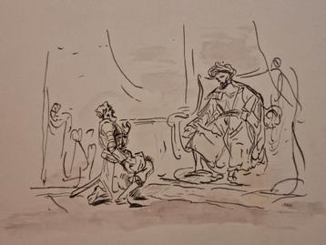 Tekening in Rembrandt Stijl beschikbaar voor biedingen