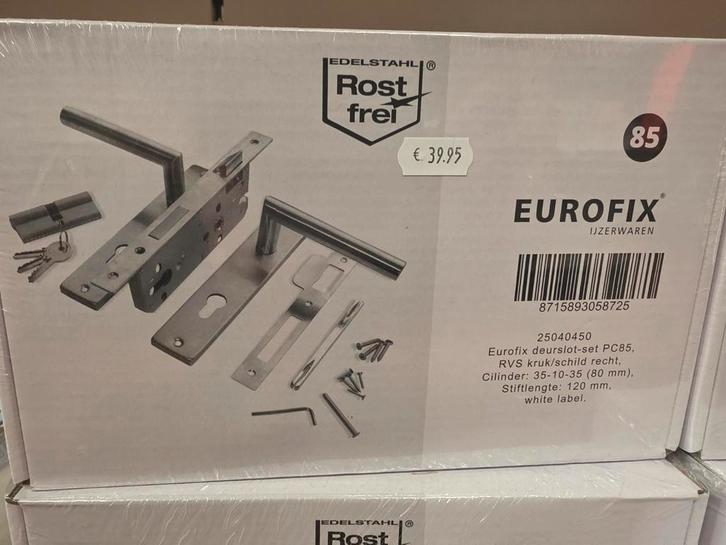 Eurofix RVS Deurslot Set PC85, Doe-het-zelf en Verbouw, Hang- en Sluitwerk, Ophalen of Verzenden