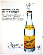 12 vintage advertenties reclames Schweppes frisdrank 1966-69, Ophalen