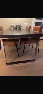 Goossens tafel met 4 microlederen stoelen, Huis en Inrichting, Tafels | Eettafels, Ophalen, Gebruikt, 200 cm of meer, 50 tot 100 cm