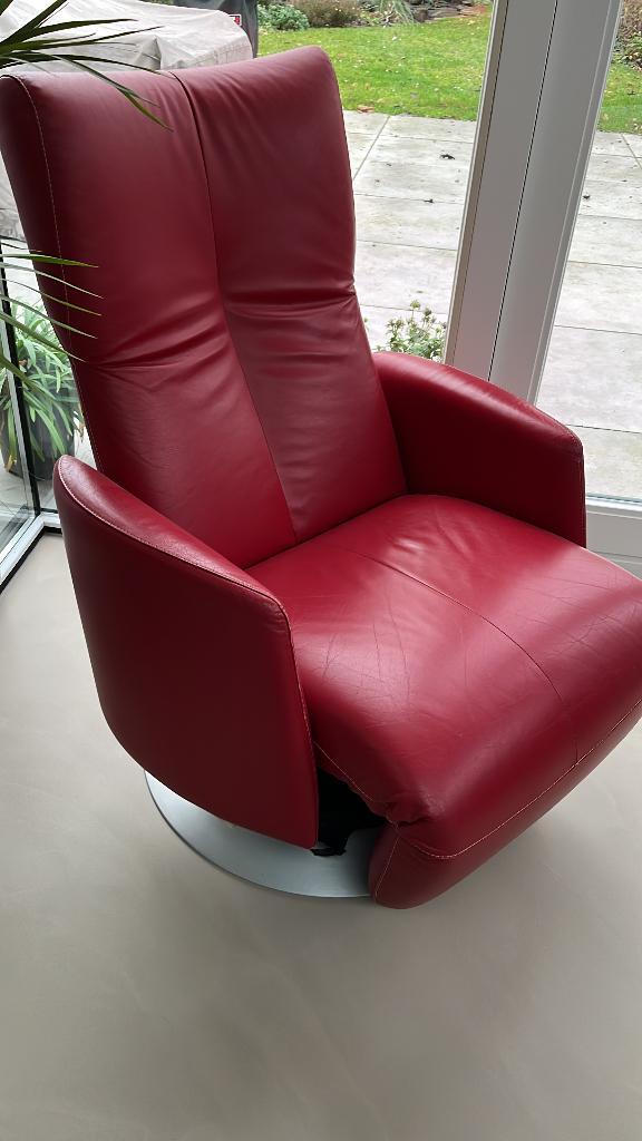 Relaxfauteuil merk Leolux, echt leer, Huis en Inrichting, Fauteuils, Gebruikt, Leer, 75 tot 100 cm, 75 tot 100 cm, Ophalen