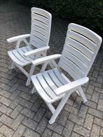 2 witte verstelbare witte tuinstoelen, Ophalen, Gebruikt, Kunststof, Verstelbaar