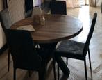 Ronde Mango Eettafel + 4 Stoelen, Huis en Inrichting, Tafels | Eettafels, 100 tot 150 cm, Rond, Ophalen of Verzenden, Zo goed als nieuw